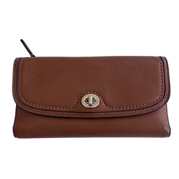 Coach Tan Leather Checkbook Wallet - Picture 1 of 16